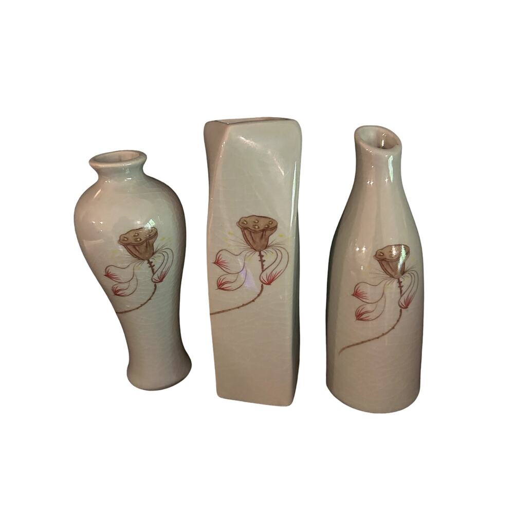 Bella Bode Rustic Farmhouse Home Decor 3 Piece Ceramic Vase Set